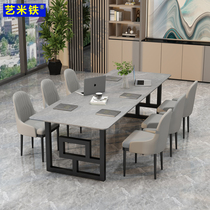 New Chinese style Chinese style simple rock board conference table Marble negotiation table Gray long table negotiation table Office desk