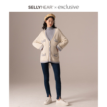 SELLYNEAR foreign style pregnant women autumn blue and white small fragrance cardigan jacket spring and autumn models to wear