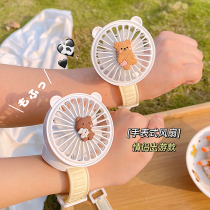 Cute bear bracelet fan summer couple mini bear portable watch fan student hand