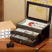 Large capacity multi-layer solid wood jewelry storage box drawer bracelet jewelry jewelry box antique storage box China