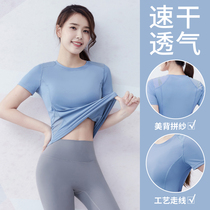 Yoga clothes womens summer thin slim short-sleeved sports T-shirt professional running breathable quick-drying fashion fitness top