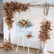 New creative retro finished floral arch set wedding silk flower row corner flower wedding photography homestay window