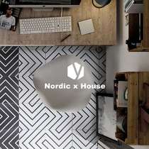 Nordic black and white brick labyrinth line flower piece kitchen bathroom floor tile background wall brick straight side 300