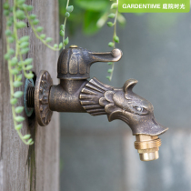 Brass Fast open into wall Taps Patio Garden balcony thickening as old short dragon Anti-freeze sunscreen Outdoor