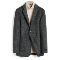 Winter new double-sided woolen short cashmere woolen coat mens middle-aged long suit Korean wool coat
