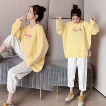 Pregnancy Woman Dress Woman Fashion Show LeanthinS Cartoon Weavewear Woman 2022 Spring Autumn New Minimalist Loose Toosuit Pants Suit