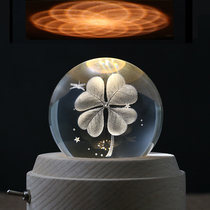 jeancard four-leaf clover Crystal Ball Music Box Music Box Music Box birthday gift for male and female girlfriend wife child