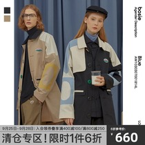 bosie Blue autumn new windbreaker men couple double-sided stitching lapel fashion student jacket tide