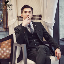 Rich bird casual suit suit suit mens slim trend business dress Mens groom wedding suit three-piece suit
