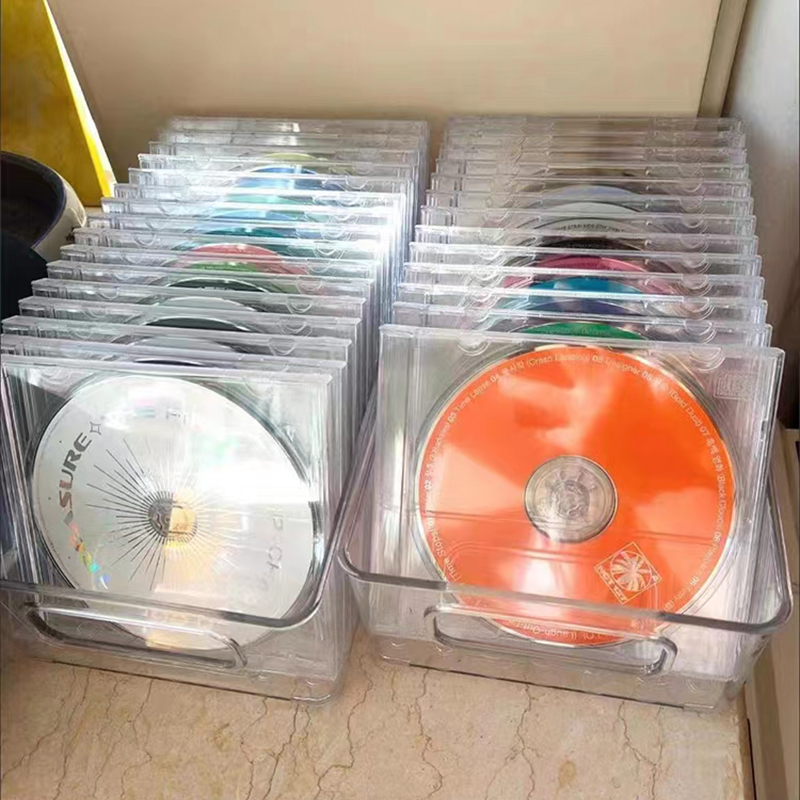 CD ボックス収納バスケットデスクトップ大容量透明ディスク収納ボックスキビカードアルバムディスプレイラック