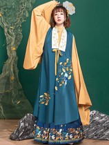 Handwoven Hanfu (small confirmed apricot) Ming-made long-shirt gingerbread late Ming wind than a meadine-made horse noodle skirt original deer Linghan