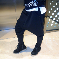 Hip Hop Street Dance Spring Autumn Children Plus Suede Pants Boy Big Crotch Pants Kharen Pants Girl Big PP Pants Down Pants Sling Pants