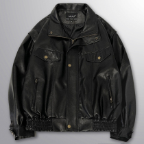 Autumn and Winter Locomotive Dresser Dress Mens Raffle Youth Caffet and Thick Leather Jacket Costume Handsome