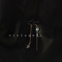 Zhixiansheng same blue sea sapphire crystal French designer gold elegant earring ear wire