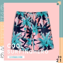 Beach pants mens anti-embarrassment loose quick-drying mens five-point size Swimming trunks couple seaside holiday hot spring shorts