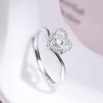 18K platinum diamond ring V-shaped group inlaid heart-shaped smart diamond ring female engagement marriage proposal wedding custom platinum gold