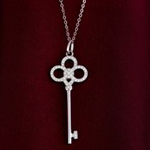 18K platinum group inlaid diamond pendant female key diamond necklace female custom platinum clavicle girl fashion