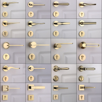 American gold door lock light luxury indoor Nordic PVD bright gold door lock bedroom solid wood door silent magnetic lock