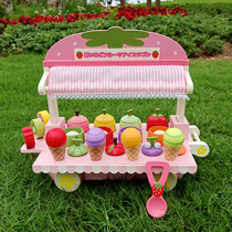 New wooden simulation ice cream truck ice cream truck ice cream cone for boys and girls toy gifts