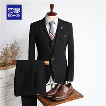 Romon suit suit suit men Business casual suit professional dress groomsman dress groom wedding dress Autumn Tide