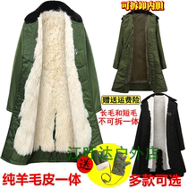 Wool army cotton coat winter men 87 sheepskin coat fur one thick work cold storage winter clothing green coat