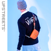 UPSTREETS shoulder bag Men ins Tide Saddle Bag Leather running bag Personality Tide Brand Casual Fashion Mobile Phone Bag