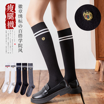 Student stockings childrens socks Korean version of Japanese Joker Academy style high tube spring and autumn Four Seasons calf socks embroidery