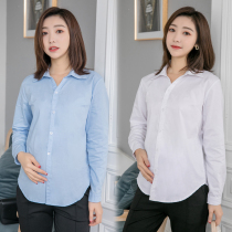 Maternity shirt loose spring and autumn wear dress professional overalls white shirt long sleeve top work clothes