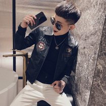 2020 new web celebrity mens INS leather jacket XS small size small S autumn slim label leather coat