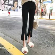 019 High waist split thin flared pants