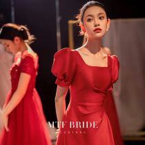 Full Courtyard (Jolitha) toast to the new bridal-style high-end satin engagement banquet gown on 2022