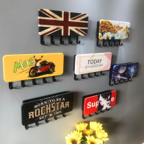 Tide Cards Home Key Wall Hook Leather Stick Hook Wood Nordic Xuanguan Debris Containing Box Hanger Free From Punching
