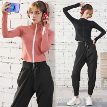 Yoga suit womens elastic fitness quick-drying clothes running training Spring and Autumn Net red coat short thin