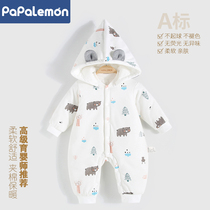 Baby cotton-padded clothes for men and women baby clipped newborns set thickened cotton-padded jacket warm hooded cotton-padded jacket winter dress