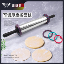 Rolling pin artifact household stainless steel adjustable thickness non-stick roller dumpling skin fritters large flour stick
