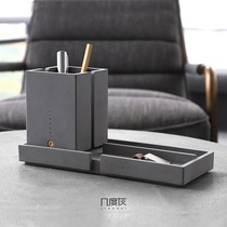 A few degrees of gray simple creative pen holder Desktop office fashion personality cement multi-function storage box Nordic style stationery