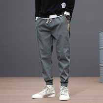 Yu Wenle Chao brand overalls mens spring and autumn feet large size Korean version of loose Joker straight casual sports pants