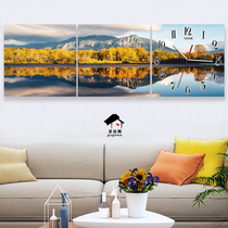  High-end rectangular hanging painting wall clock Nordic modern minimalist living room dining room sofa background wall decoration triptych