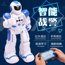 High-end June 1 gift Mocha war police intelligent remote control induction robot singing dancing and walking multi-function children