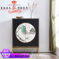 New Chinese classical Ming and Qing Aluminum alloy painted landscape painting Shoe cabinet Dining side cabinet Entrance foyer Light luxury cabinet Kitchen cabinet