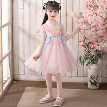 Little girl short dress dress dress skirt Chinese dress girl childrens clothing Chinese style childrens Tang suit Super fairy light yarn summer dress