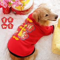 Golden hair clothes dog New year winter clothes New year Labrador winter greetings Samoyed medium large dog