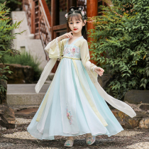 Childrens Hanfu Girls summer thin short-sleeved summer dress girl costume dress super fairy Chinese style 2021 new