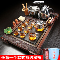 Small household automatic tea tray Purple Sand glass Kung Fu tea set Modern office simple one-piece tea table