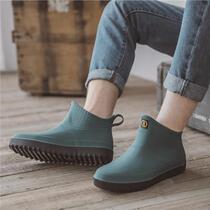 New rain shoes mens short tube rain boots low top mid tube fashion rubber shoes water boots overshoes waterproof shoes kitchen work shoes