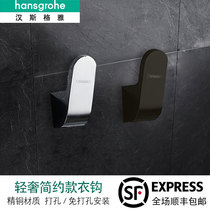 Hansgeya no perforated copper adhesive hook black single hook toilet clothes Wall Wall Cabinet coat hook