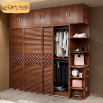 Modern simple sliding door wardrobe bedroom home Chinese rental room overall assembly sliding door storage wardrobe