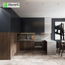 Xian Mingchuang space whole house custom Nordic simple whole gray cabinet love grid custom open kitchen