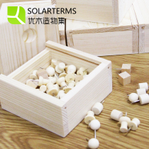 Wooden box wooden pushpins 100 pieces of I-shaped nails square round straw hat cylinder 5 kinds of specifications mixed log color nails