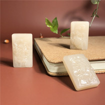 (Support re-inspection) Xishi Xinjiang Hetian jade wild niugou lotus root powder flower opening rich brand pendant jade drop Jade